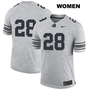 Women's NCAA Ohio State Buckeyes Amari McMahon #28 College Stitched No Name Authentic Nike Gray Football Jersey LE20T78BL